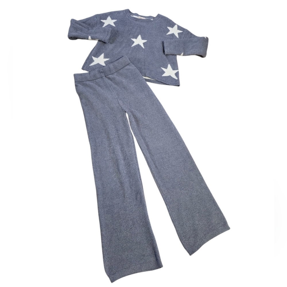 Sincerely Jules Star Knit Lounge Set - Blue and White Size Top L Bottoms M PJ's